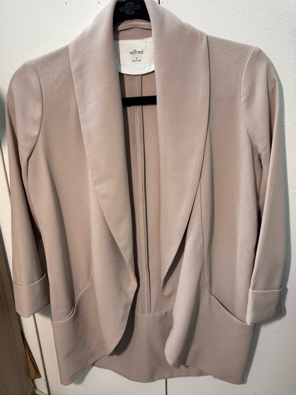 Aritzia Wilfred Blush Open-Front Draped Shawl Crepe Blazer 0